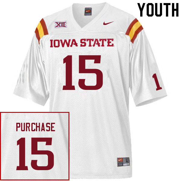 Iowa State Cyclones Youth #15 Myles Purchase Nike NCAA Authentic White College Stitched Football Jersey SW42P67LU